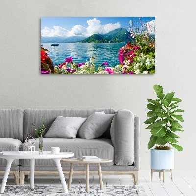 Tableau mural sur toile Fleurs au bord du lac