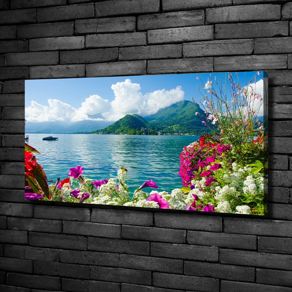 Tableau mural sur toile Fleurs au bord du lac