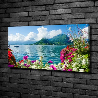 Tableau mural sur toile Fleurs au bord du lac