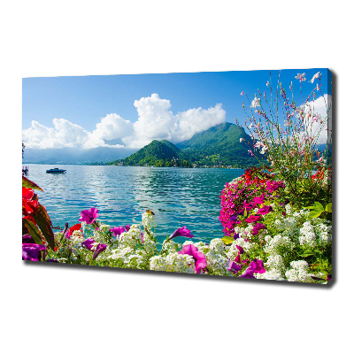 Tableau mural sur toile Fleurs au bord du lac