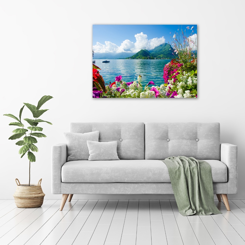 Tableau mural sur toile Fleurs au bord du lac