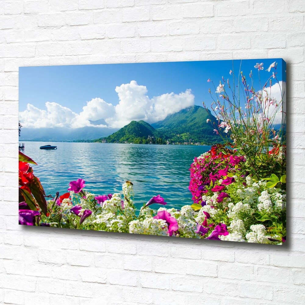 Tableau mural sur toile Fleurs au bord du lac