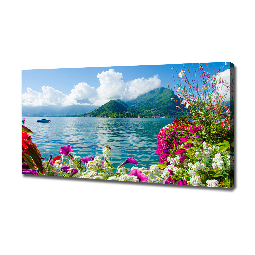 Tableau mural sur toile Fleurs au bord du lac