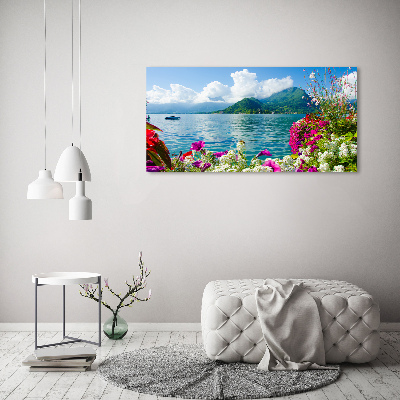 Tableau mural sur toile Fleurs au bord du lac