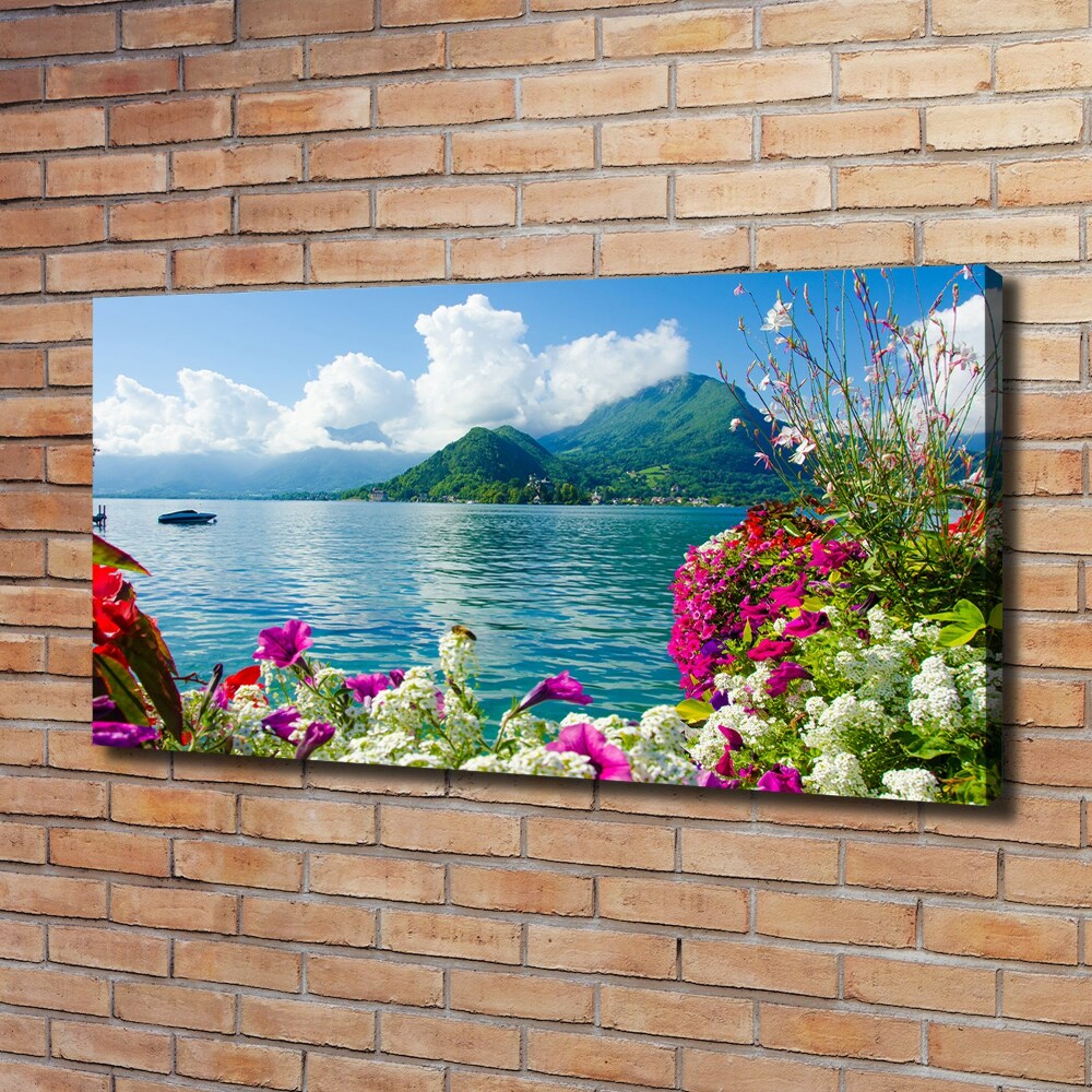 Tableau mural sur toile Fleurs au bord du lac