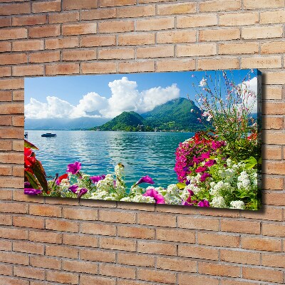 Tableau mural sur toile Fleurs au bord du lac