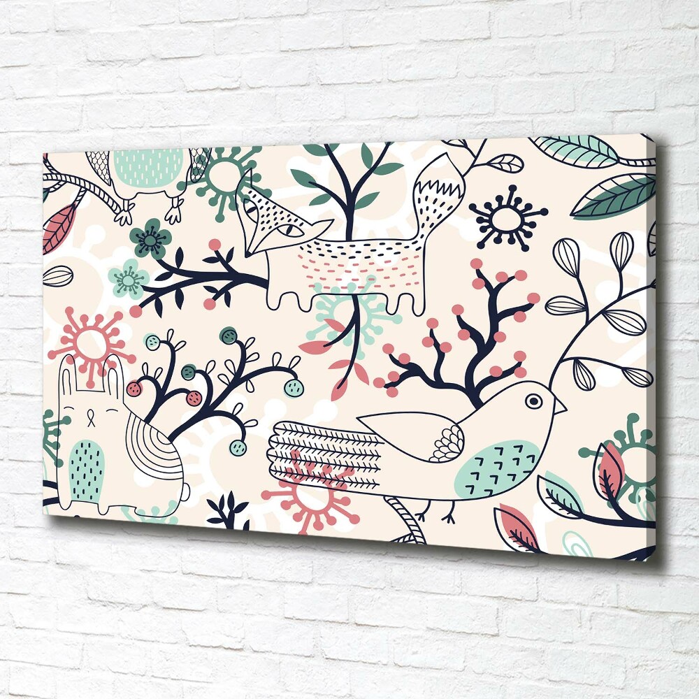 Tableau photo sur toile Animaux et fleurs