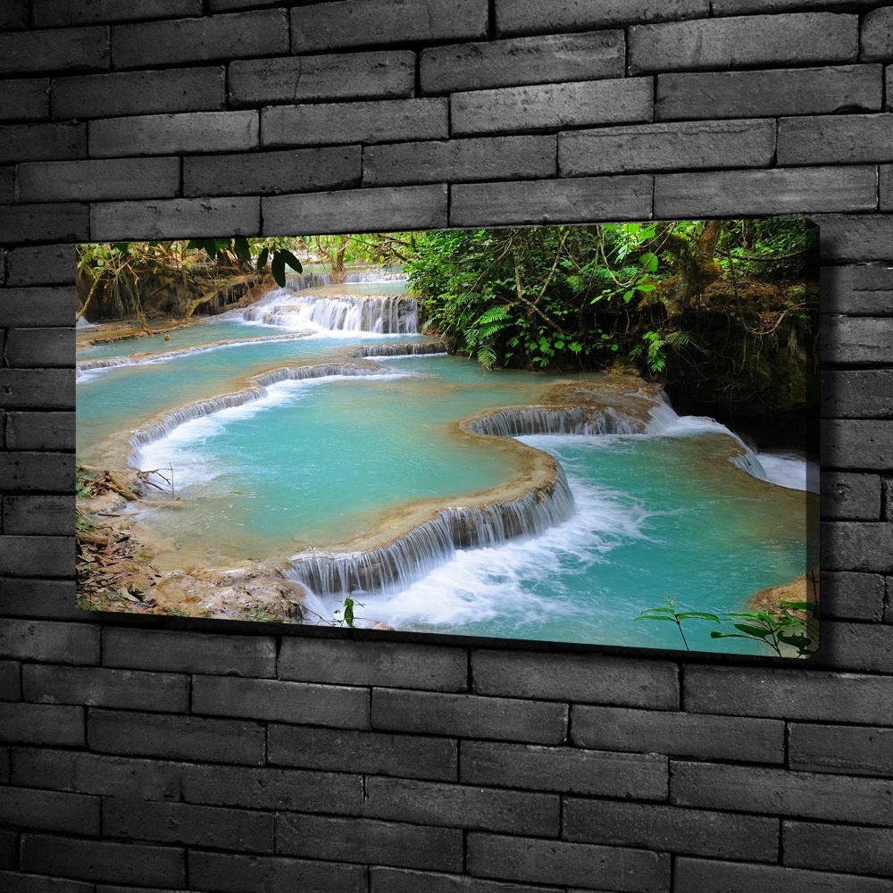 Tableau sur toile Cascade dans la forêt