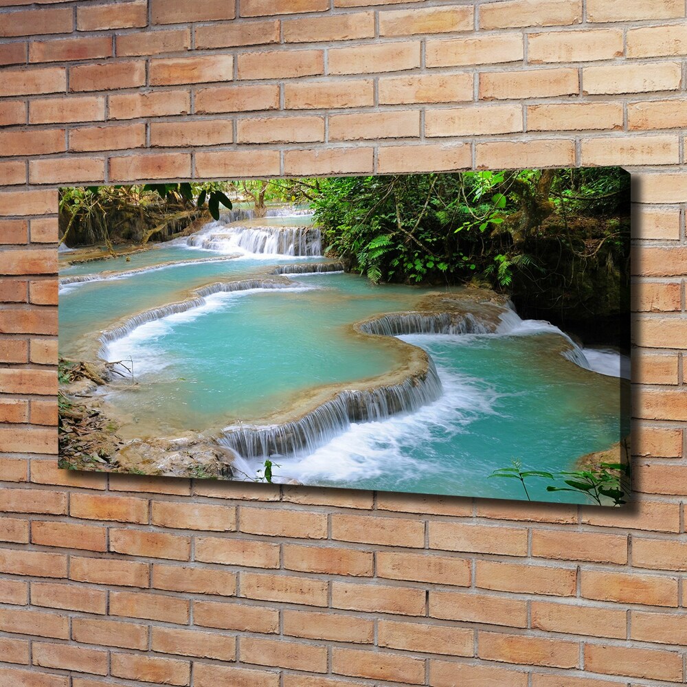 Tableau sur toile Cascade dans la forêt