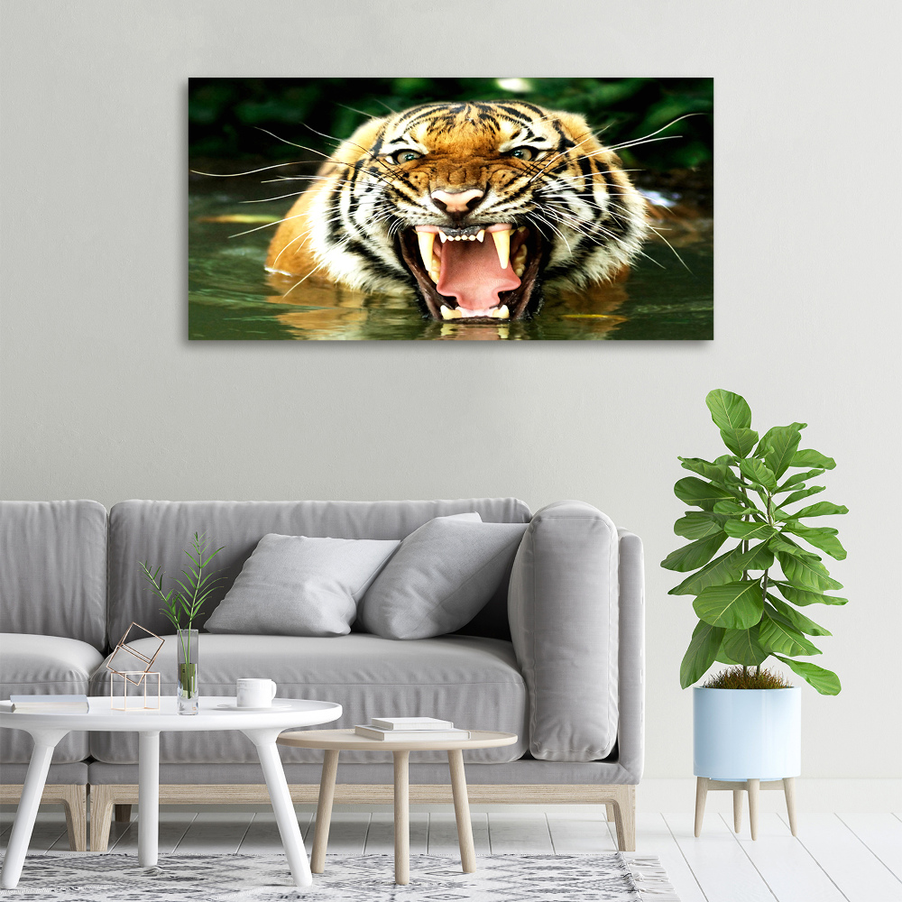 Tableau imprimé sur toile Tigre rugissant