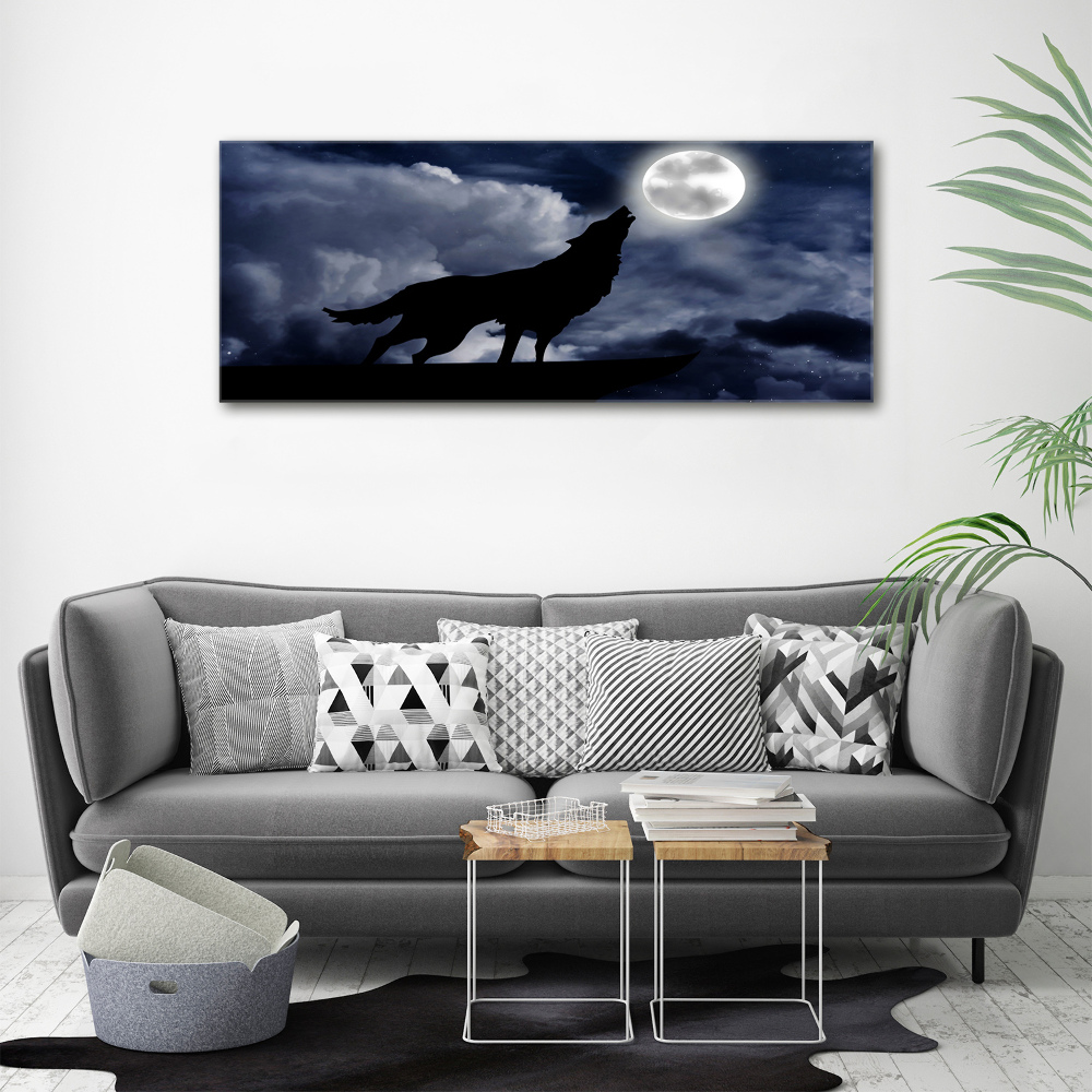 Tableau photo sur toile Loup hurlant pleine lune