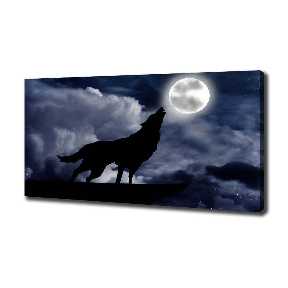 Tableau photo sur toile Loup hurlant pleine lune