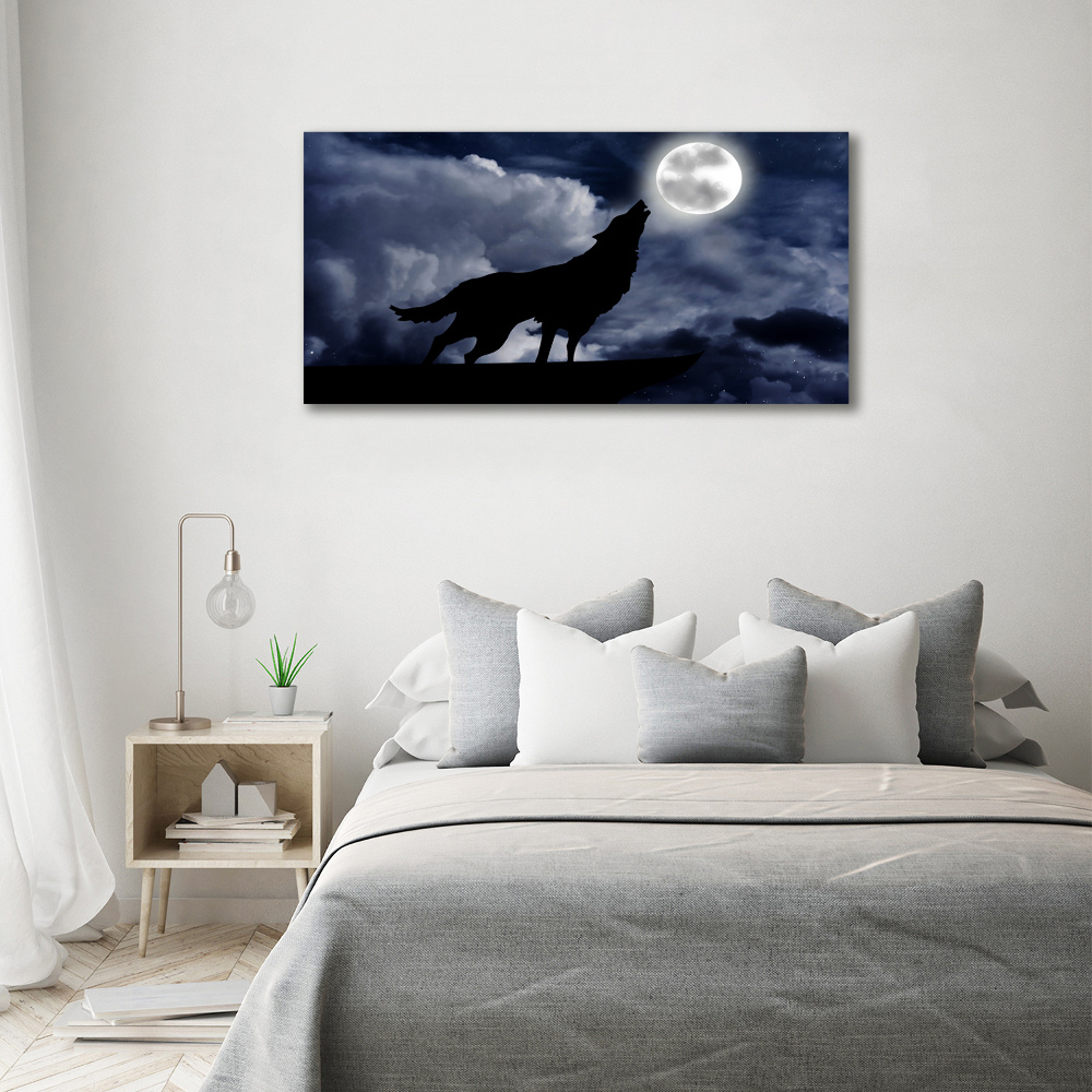 Tableau photo sur toile Loup hurlant pleine lune