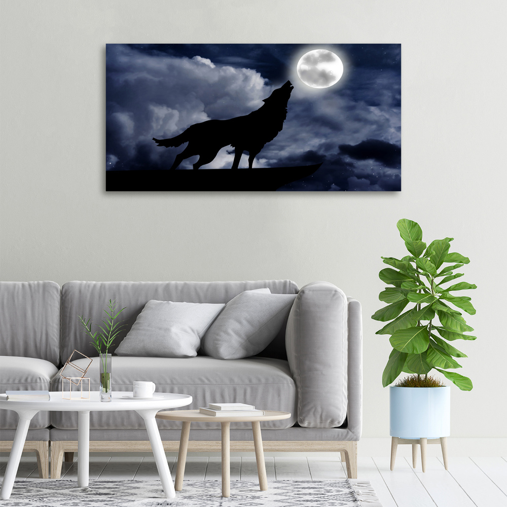 Tableau photo sur toile Loup hurlant pleine lune