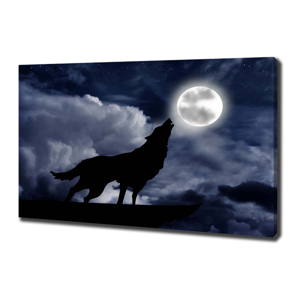 Tableau photo sur toile Loup hurlant pleine lune