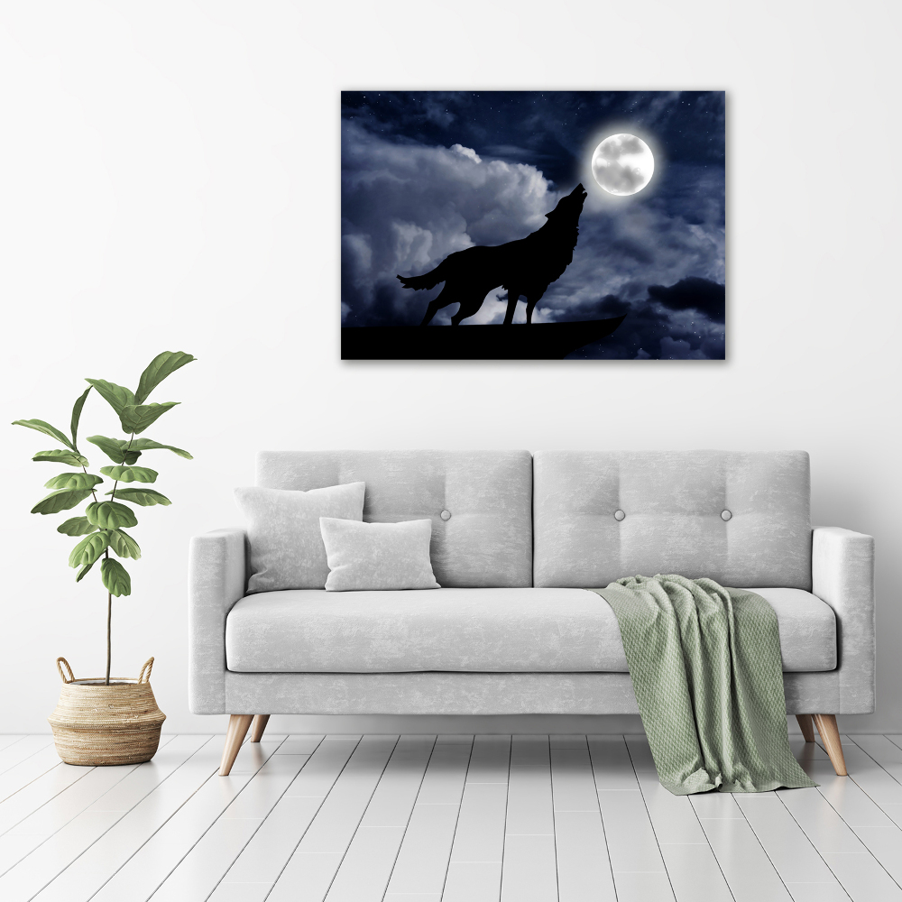 Tableau photo sur toile Loup hurlant pleine lune