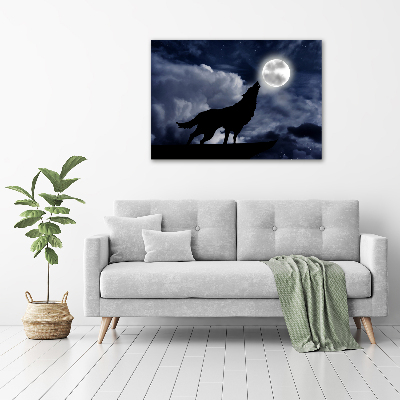 Tableau photo sur toile Loup hurlant pleine lune