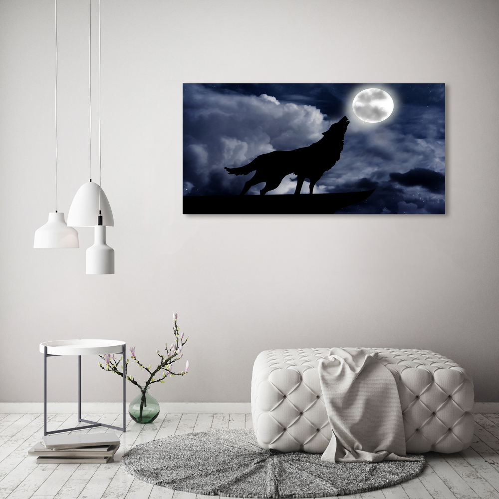 Tableau photo sur toile Loup hurlant pleine lune