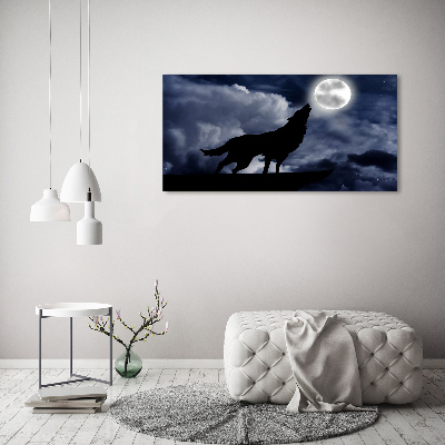 Tableau photo sur toile Loup hurlant pleine lune