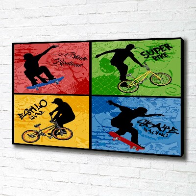 Tableau photo sur toile Vélo et skateboard