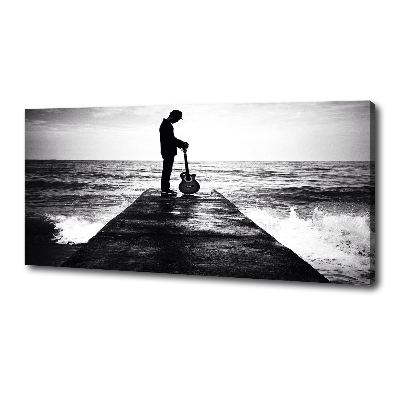 Tableau photo sur toile Guitariste sur une jetée