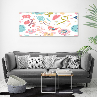 Tableau mural sur toile Fleurs et oiseaux