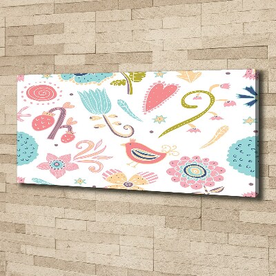 Tableau mural sur toile Fleurs et oiseaux