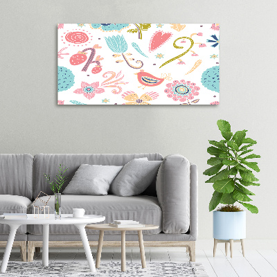 Tableau mural sur toile Fleurs et oiseaux