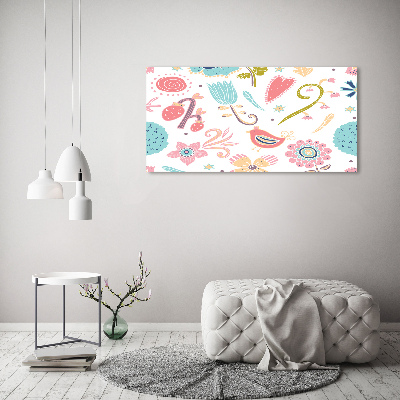 Tableau mural sur toile Fleurs et oiseaux