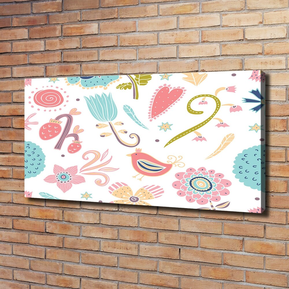 Tableau mural sur toile Fleurs et oiseaux