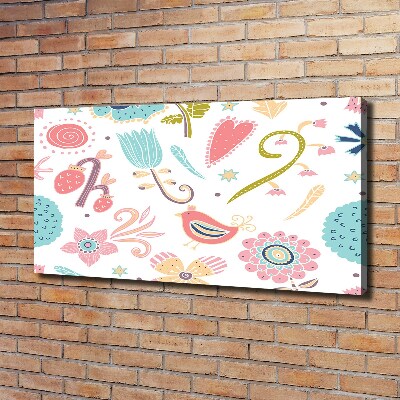 Tableau mural sur toile Fleurs et oiseaux