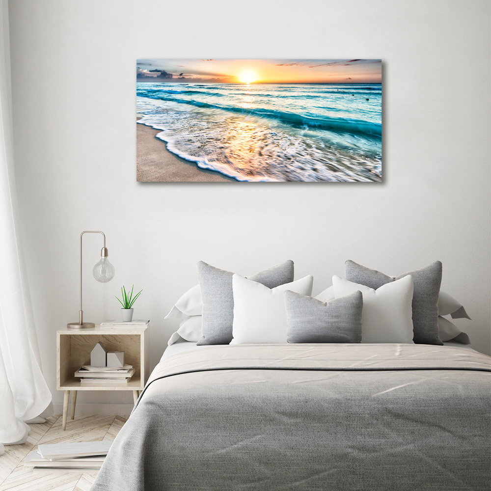 Tableau mural sur toile Plage du coucher de soleil