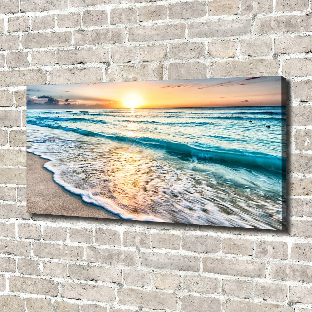 Tableau mural sur toile Plage du coucher de soleil