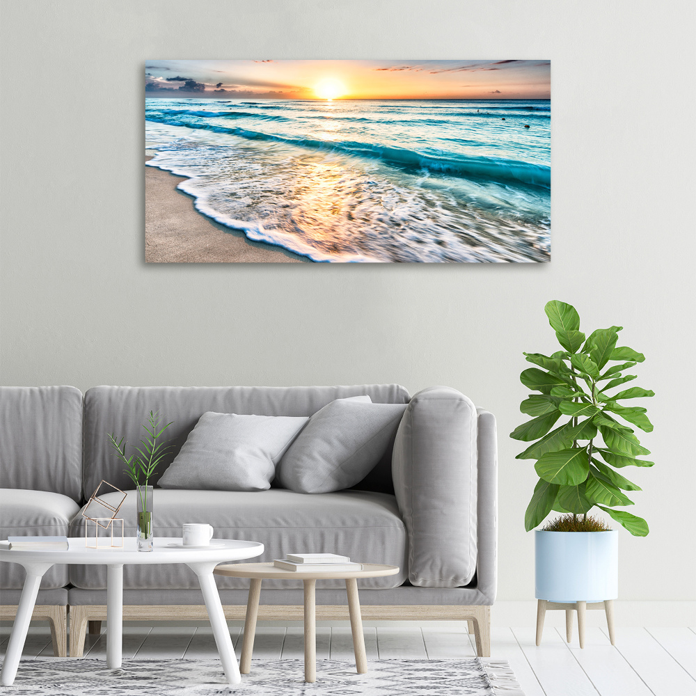 Tableau mural sur toile Plage du coucher de soleil