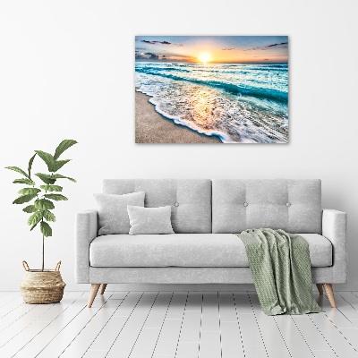 Tableau mural sur toile Plage du coucher de soleil