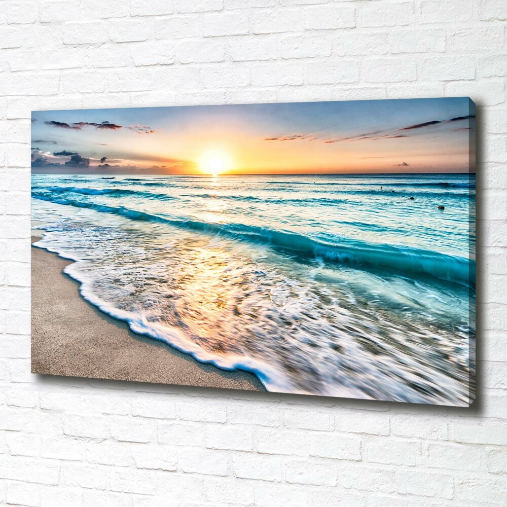 Tableau mural sur toile Plage du coucher de soleil