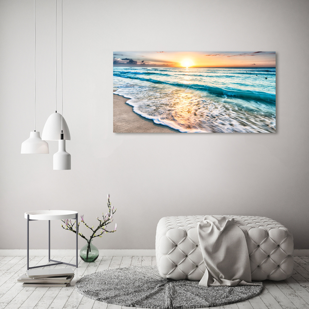 Tableau mural sur toile Plage du coucher de soleil