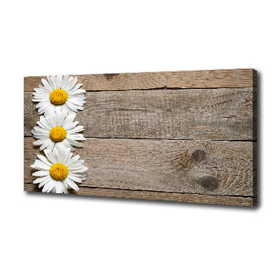 Tableau imprimé sur toile Marguerites bois