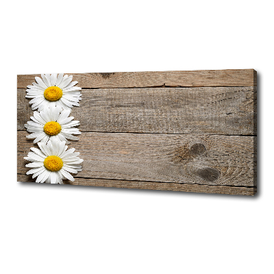 Tableau imprimé sur toile Marguerites bois