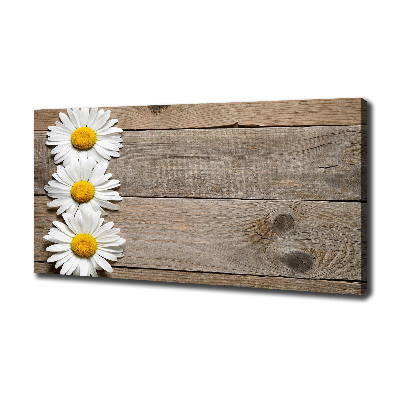 Tableau imprimé sur toile Marguerites bois