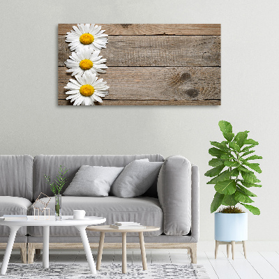 Tableau imprimé sur toile Marguerites bois