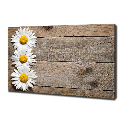 Tableau imprimé sur toile Marguerites bois