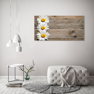 Tableau imprimé sur toile Marguerites bois