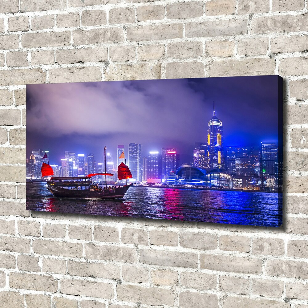 Tableau mural sur toile Hong kong la nuit