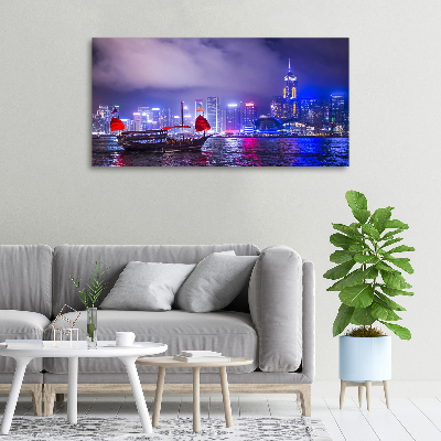 Tableau mural sur toile Hong kong la nuit