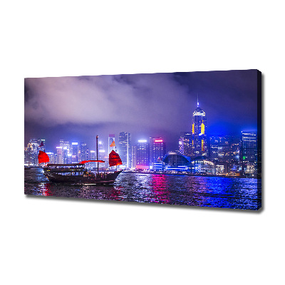 Tableau mural sur toile Hong kong la nuit