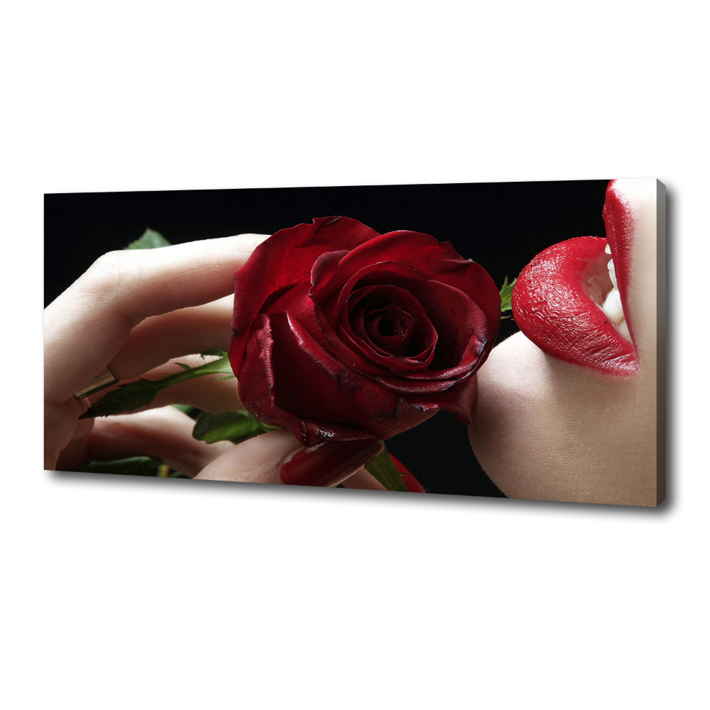 Tableau photo sur toile Femme avec une rose