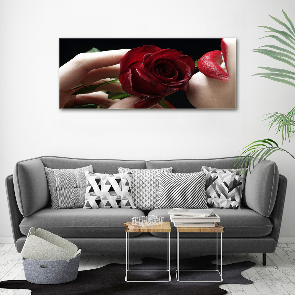 Tableau photo sur toile Femme avec une rose