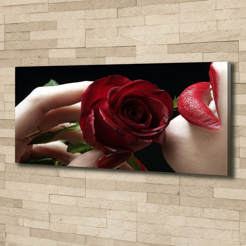 Tableau photo sur toile Femme avec une rose