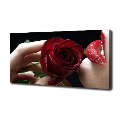 Tableau photo sur toile Femme avec une rose